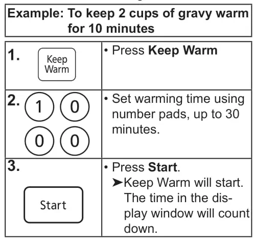 Panasonic NN keep warm feature