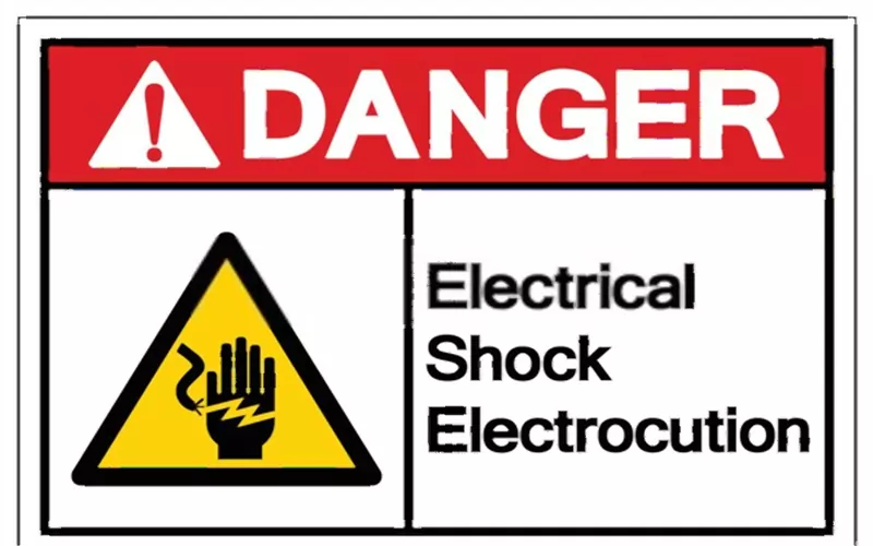 Electrical shock warning for microwave oven